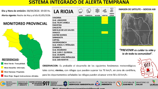 Emiten alerta preventiva por vientos - Medios Provincia
